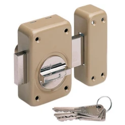 Verrou à Bouton En Applique V136 Vachette Cylindre D23 Longueur 35 Mm - Pêne 110 Mm - 3 Clés