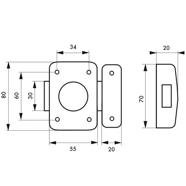 Verrou De Sûreté à Bouton Et Cylindre Thirard Trident - 80 X 55 Mm 4 Verrou De Sûreté à Bouton Et Cylindre Thirard Trident - 80 X 55 Mm – Image 2